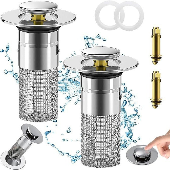 Pop-Up Sink Drain Stopper & Hair Catcher