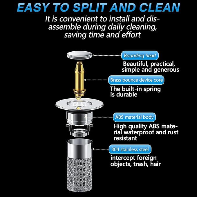 Pop-Up Sink Drain Stopper & Hair Catcher
