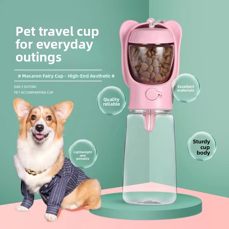 Portable 2-in-1 Pet Water Bottle and Food Container, Leak-Proof Dog and Cat Travel Feeder Cup