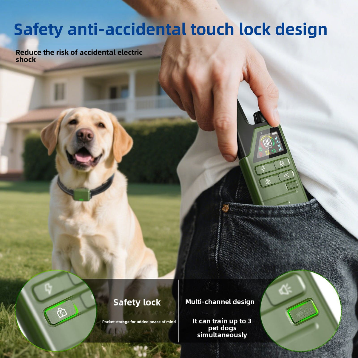 Remote Control Dog Training Collar ABS Anti-Barking Device for Puppy and Large Dog