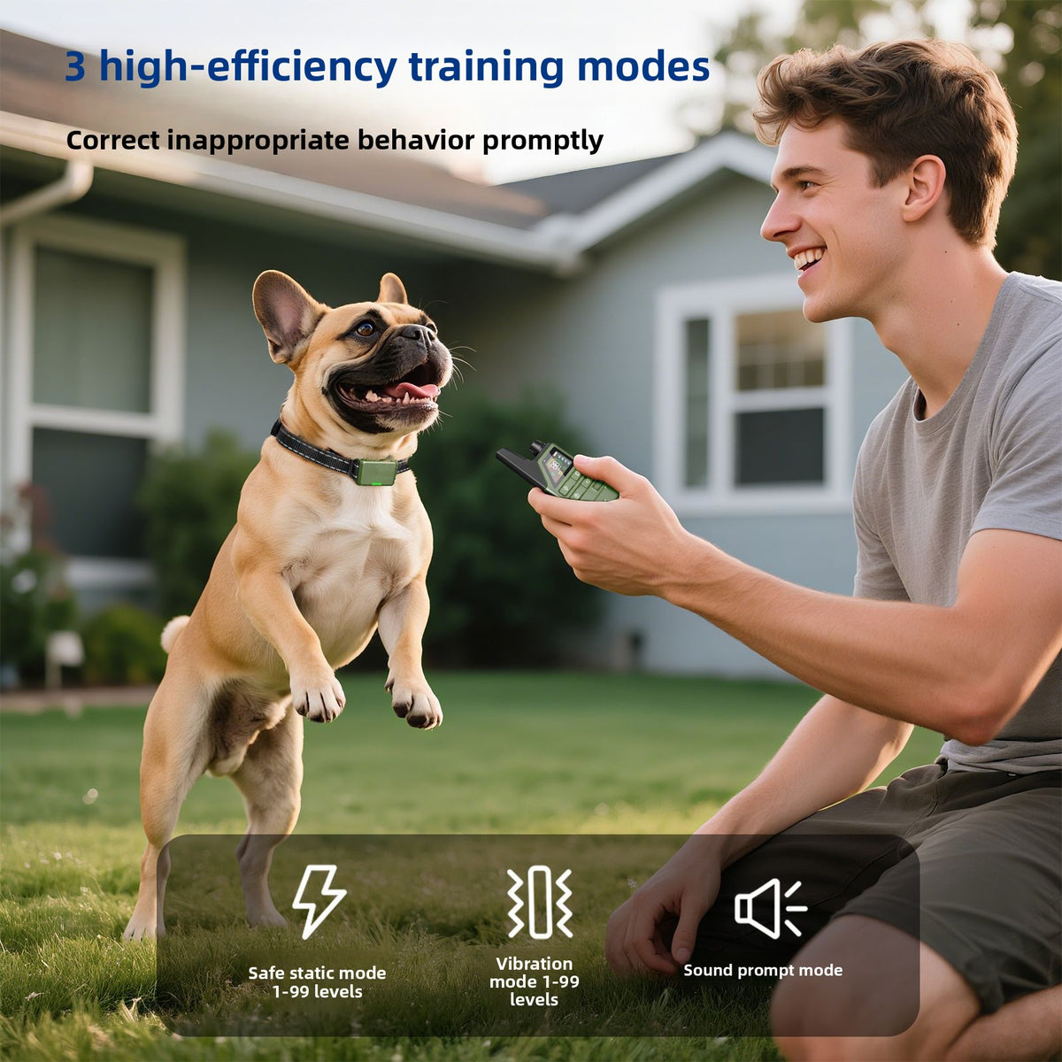 Remote Control Dog Training Collar ABS Anti-Barking Device for Puppy and Large Dog